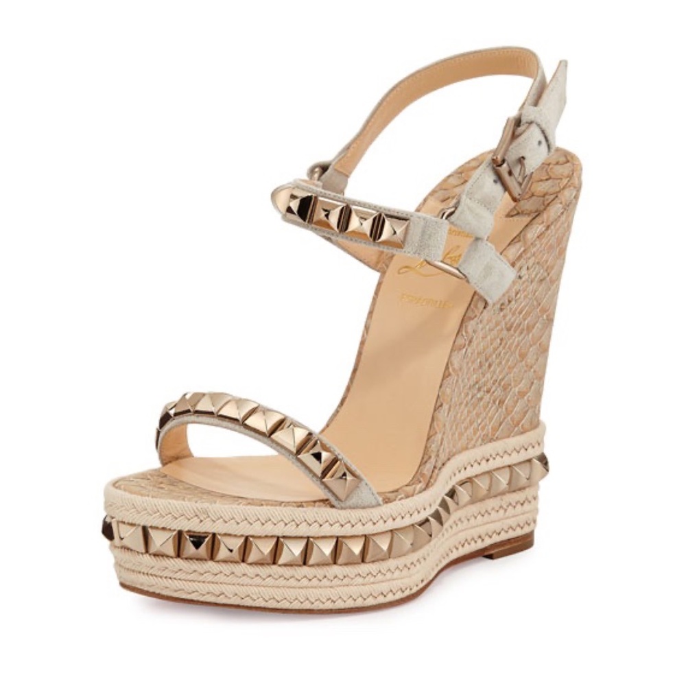 Christian Louboutin Cataclou Python Cork Wedges